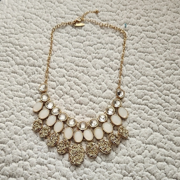 New York & Company Jewelry - Statement Elegant Gold and White Druzy Necklace